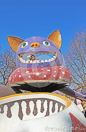 The children`s Alice in Wonderland playground in Picturesque Alley Editorial Stock Photo