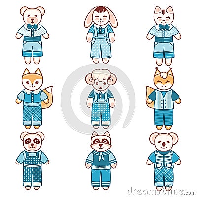 Children`s animals ornament. Kid cute pet. Vector Illustration