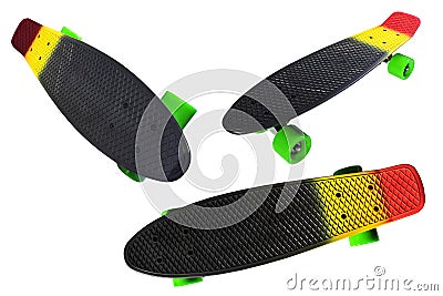 Children`s bright skateboard. three angles Stock Photo