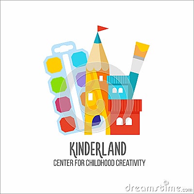 Children`s center logotype. Logo for kinder-garden, kid`s club Vector Illustration