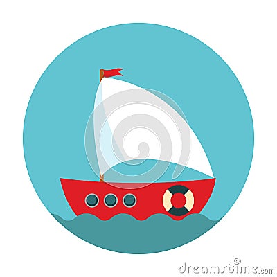 Children`s Cute ship simple icon. Vector Illustration Vector Illustration