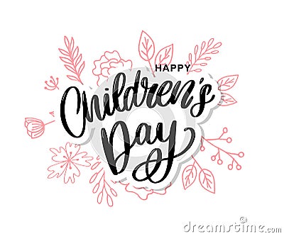 Children's day vector background. Happy Children's Day title. Happy Children's Day inscription Stock Photo