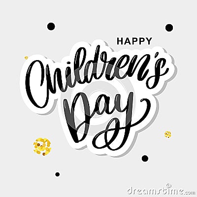 Children's day vector background. Happy Children's Day title. Happy Children's Day inscription Stock Photo