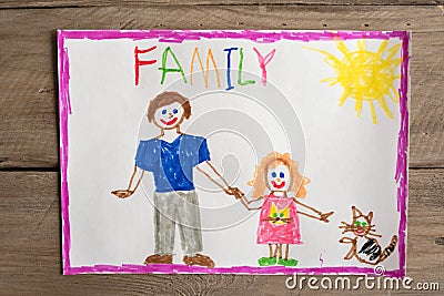 Incomplete family drawing Stock Photo