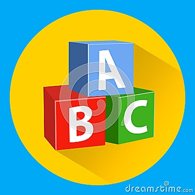 Children`s educational blocks with alphabet Vector Illustration