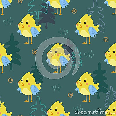Children`s forest pattern Vector Illustration