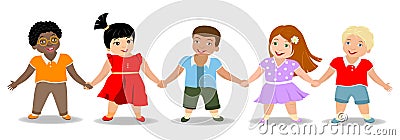 Children`s friendship, boys and girls Vector Illustration