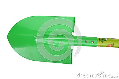 Spade made in the real pattern and designed for children`s play. Stock Photo