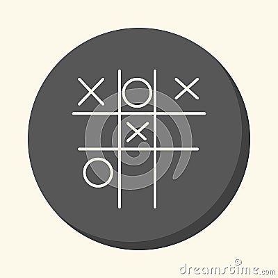 Children`s game Tic-Tac-Toe, round icon with the illusion of volume, simple color change. Stock Photo