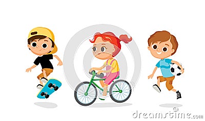 Children`s hobbies and activities Vector Illustration