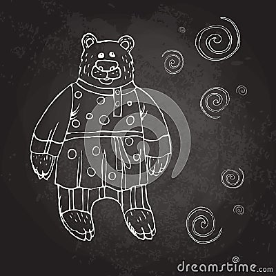 Children`s illustration of a bear, a Character of Russian folk tales. Animated bear in folk clothes for printing on t Vector Illustration