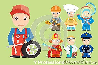 Children`s illustration people profession. Vector Illustration