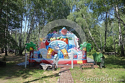 Children`s inflatable labyrinth Stock Photo