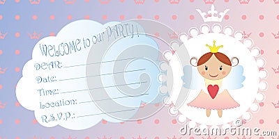 Children s invitation. Princess Birthday Party Invitation Vector Illustration