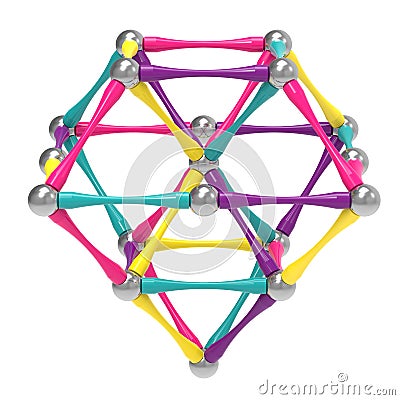 Children`s magnetic toy in the form of a hourglass, inverted pyramid, 3D rendering. Stock Photo