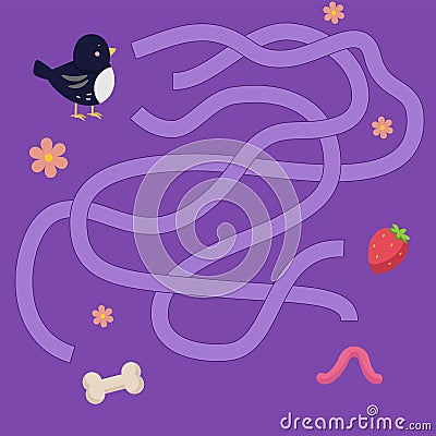 Children`s maze with animals. Sweetheart Vector Illustration Vector Illustration