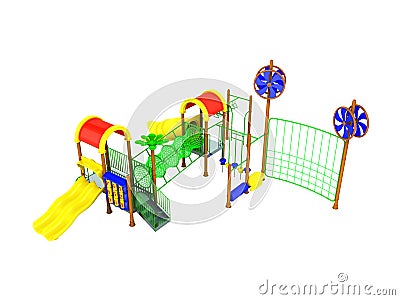 Children`s motley playground green 3d render on a white backgrou Stock Photo