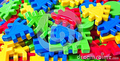 Children`s multicolor plastic designer. Puzzle Stock Photo