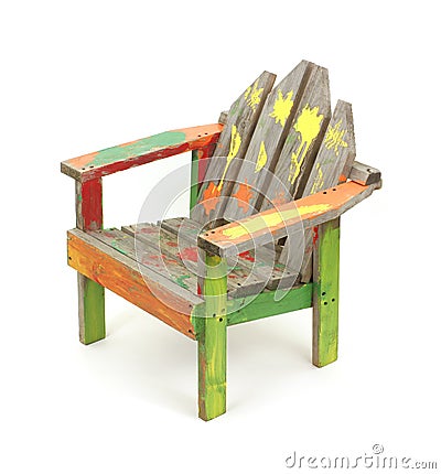 Children's painted lawn chair Stock Photo