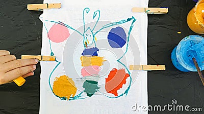 Children`s Painting of Butterfly Stock Photo