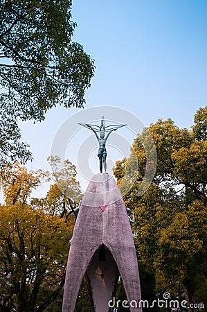 Children's Peace Monument, Sadako Sasaki statue, Hiroshima, Japa Editorial Stock Photo