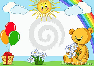 Children's photo framework. Bear. Vector Illustration