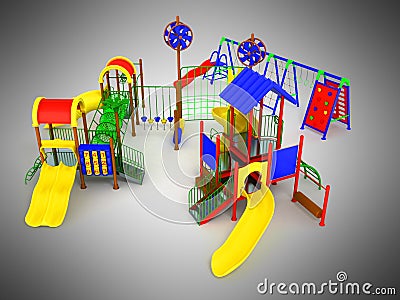 Children`s play complex 3d render on gray background Stock Photo