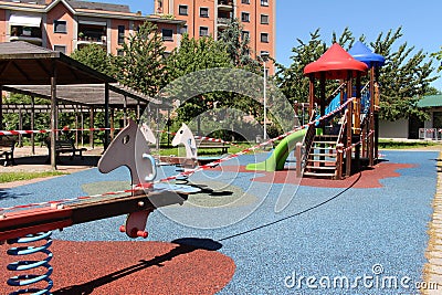 The children`s playground in Italy closed due to Coronavirus virus Editorial Stock Photo
