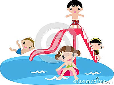 Children's Pool Party Vector Illustration