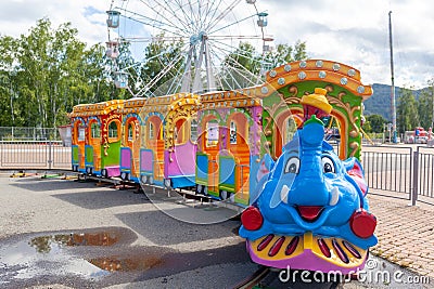 Children's rides and carousels are closed and empty Stock Photo