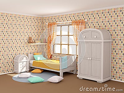 Children`s room with rhombuses Stock Photo