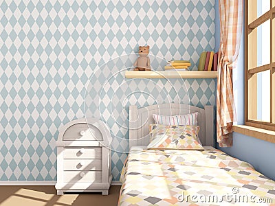 Children`s room with rhombuses Stock Photo