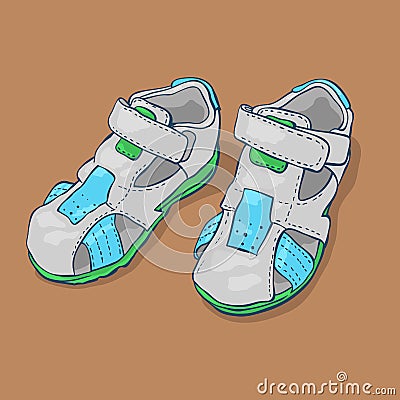 Children`s sandals for a boy Vector Illustration