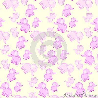 Children`s seamless pattern with pink elephants Stock Photo