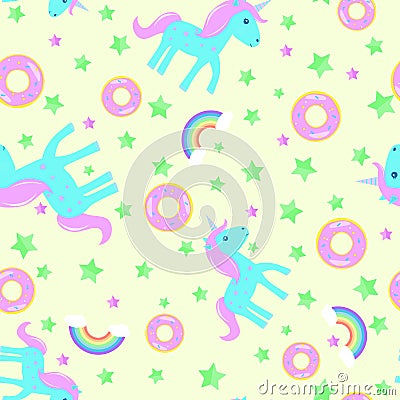 Children`s seamless pattern unicorn horse Stock Photo