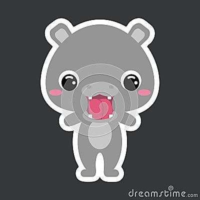 Children`s sticker of cute little hippopotamus. African animal. Flat vector stock illustration Vector Illustration