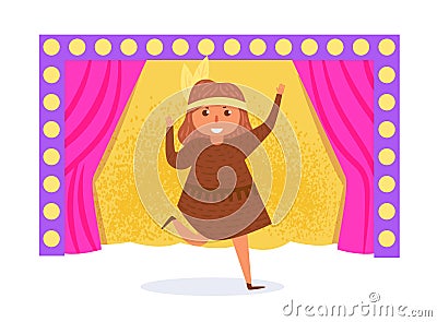 Children`s theatrical performance Vector. Cartoon. Isolated art on white background. Vector Illustration