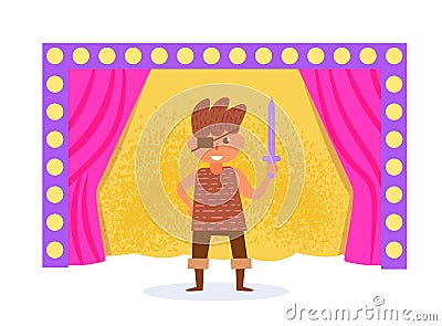 Children`s theatrical performance Vector. Cartoon. Isolated art on white background. Vector Illustration