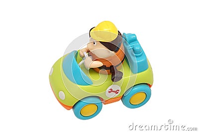 Children's toy car with driver. Stock Photo