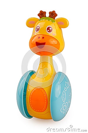 children`s toy for kids tumbler yellow bright giraffe Stock Photo