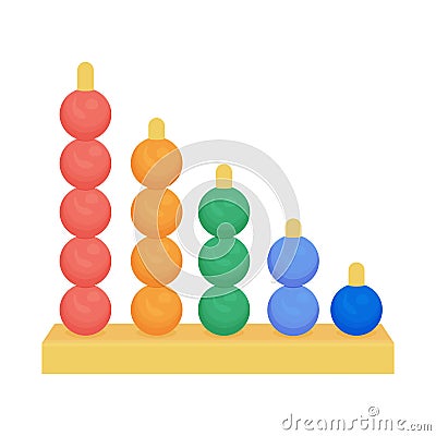Children s toy puzzle sorter. Children s colorful educational toy pyramid of balls. Vector illustration isolated on a Vector Illustration