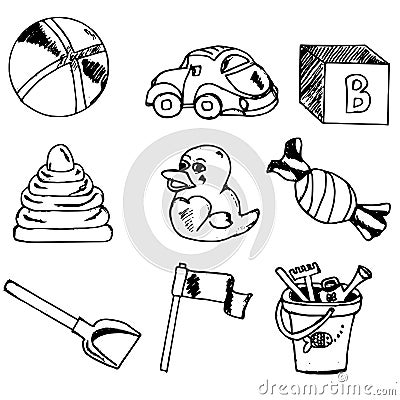 Children's toys, set Vector Illustration