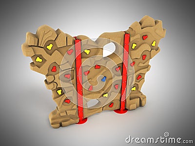 Children`s wall for climbers 3d render on a gray background Stock Photo