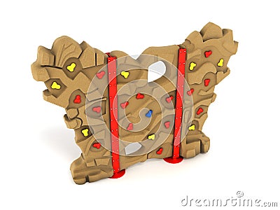 Children`s wall for climbers 3d render on a white background Stock Photo