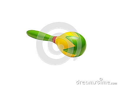 Children`s wooden rattle maracas Stock Photo