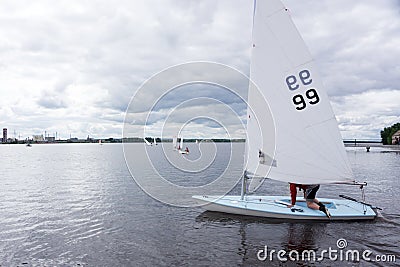 Children, sailing in the high school sailing Championships. New Editorial Stock Photo