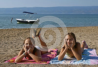 Children on sandy beach 2 Stock Photo