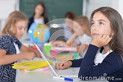 Children at school in lessons Stock Photo