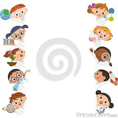 Children with science learning tools Vector Illustration