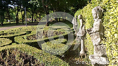 Children sculpture in Labyrint Garden in the park Stock Photo